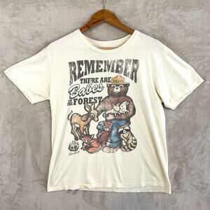 Smokey The Bear T Shirt Men's Medium Cotton US Forest Service Americana Gorpcore